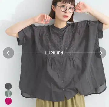 Lupilien 패치워크 시프리 아일렛 레이스 블라우스