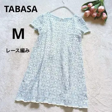 타바사 TABASA 레이스 자수 튜닉 원피스 여름 반팔 M
