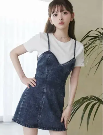 EATME 데님 미니 원피스 점퍼 스커트 S 사이즈