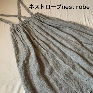 네스트로브 nest robe 스트라이프 린넨 스트랩 개더 스커트