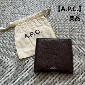 A.P.C. 아페쎄 접이식 지갑 유니섹스 천연 가죽 브라운
