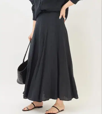 Slit Linen 스커트 블랙 38