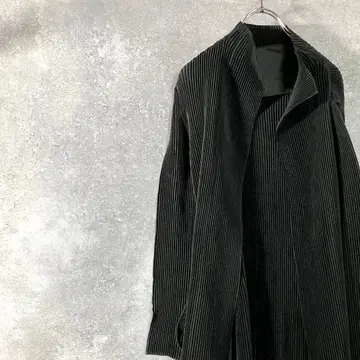 SPECCHIO 가디건 긴팔 블랙 무지 플리츠 폴리에스테르