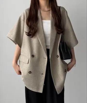 린넨 라이크 백 슬릿 오버 사이즈 셔츠 자켓 (안감 없음)