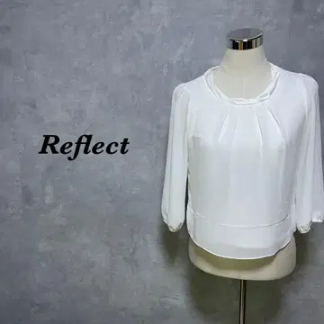 Reflect 새틴 블라우스 비침 쉬폰 턱 화이트 M 3957