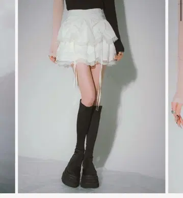 택 포함 랜덤 프릴 미니 스커트 Darich 다리치 화이트 플레어