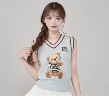 다리치 Darich D 베어 니트 베스트 스카이블루