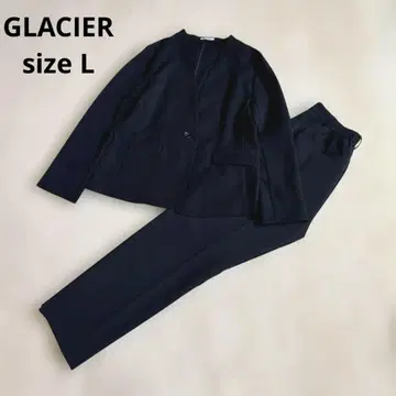 GLACIER 노카라 자켓 팬츠 수트 상하의 스트레치 네이비 L