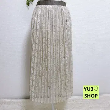 새상품! Blahmin 플리츠 롱 스커트 시어 레이스 M 베이지