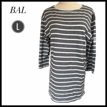 BAL 발 티셔츠 티셔츠 보더 레이디 L 사이즈 면 7부 길이