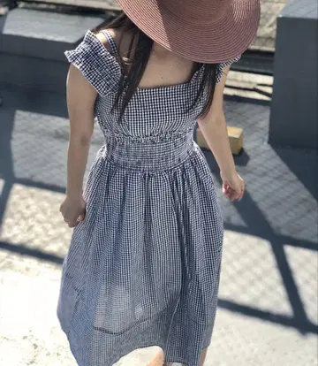 snidel 깅엄 체크 원피스 블랙 사이즈 1/M