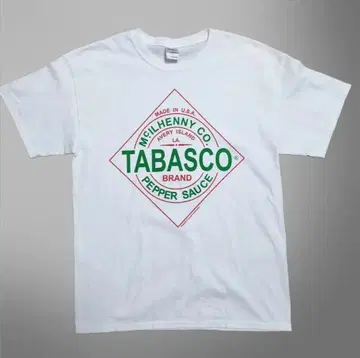 TABASCO 타바스코 기업 로고 티셔츠 기업 T 화이트 반팔 L