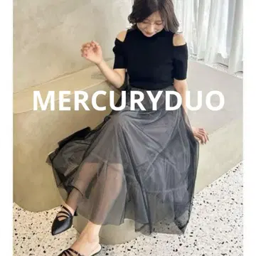 머큐리 듀오 얇은 명주 그물 도킹 오픈 숄더 원피스 미사용 새상품