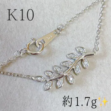 K10 화이트 골드 리프 모티브 목걸이