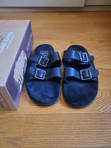 ISLAND SLIPPER 샌들 더블 스트랩 블랙 가죽 US10