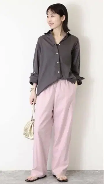 SLOBE IENA 레이온 린넨 이지 팬츠 36 핑크 A