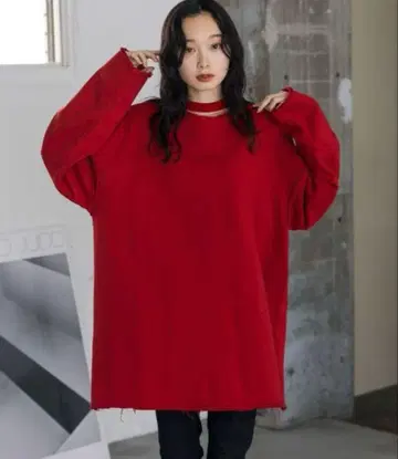 JEANASIS 루프 우라케 2WAY 데미지 튜닉 빅 사이즈 가능 레드