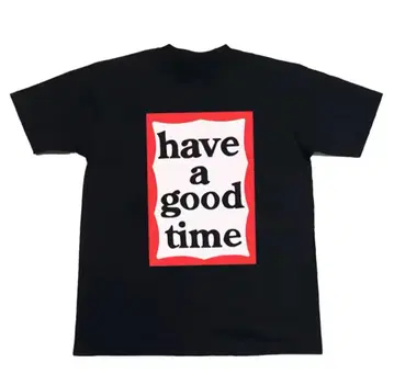 have a good time 블랙 프린트 로고 티셔츠
