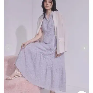 프린지 자카드 티어드 원피스