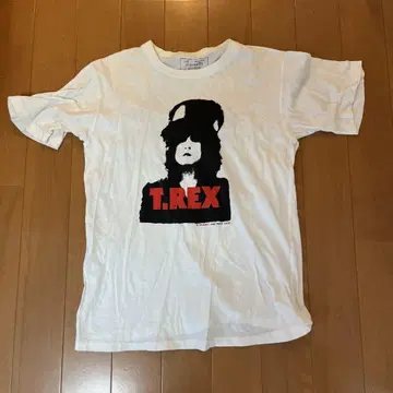 T.REX 프린트 티셔츠 화이트 레어 양면 프린트.