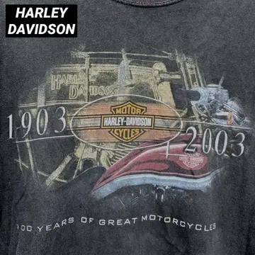 HARLEY-DAVIDSON 100주년 티셔츠 블랙 양면 프린트 L