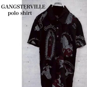 GANGSTERVILLE 피케 셔츠 올 패턴 블랙 빈티지 스컬