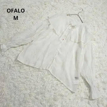 OFALO 긴팔 상의 블라우스 시어 셔츠 세일러 카라 화이트 M