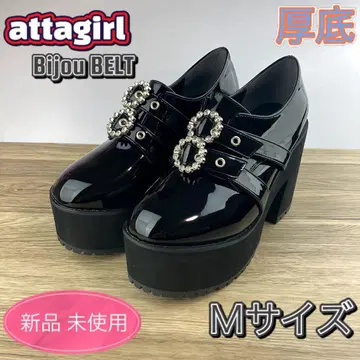 아타걸 비쥬 벨트 통굽 부티 펌프스 지뢰계 블랙 M 사이즈