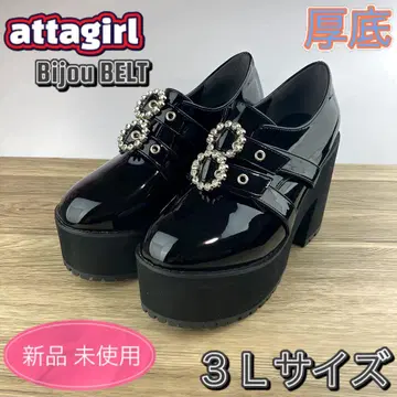 아타걸 비쥬 벨트 통굽 부티 펌프스 지뢰계 블랙 3L 사이즈