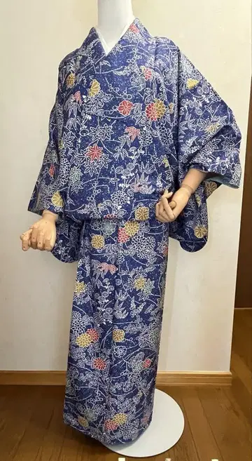 호몬기 꽃무늬 무늬 다크 블루