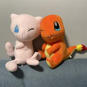 포켓몬 봉제 인형 뮤우 히토카게 꼬리 봐봐! 봉제 인형 2개 세트