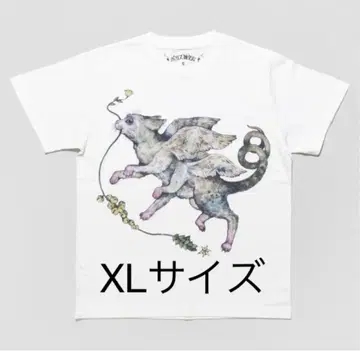 보리스 잡화점 티셔츠 FLYING CAT 화이트 XL 히구치 유코 씨
