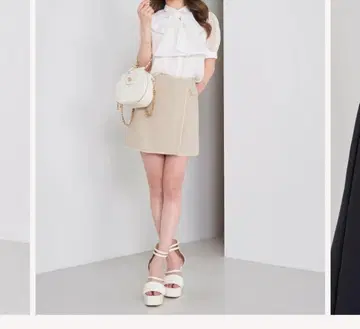 택 포함 파이핑 체크 미니 스커트 Darich 다리치 아이보리