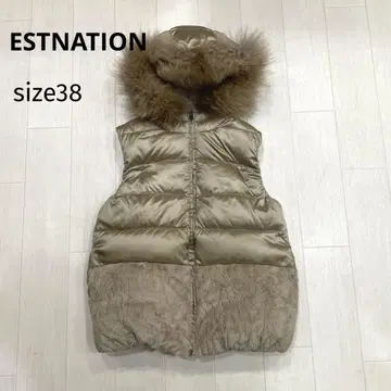ESTNATION 퍼가 있는 다운 베스트 리버서블 38 베이지