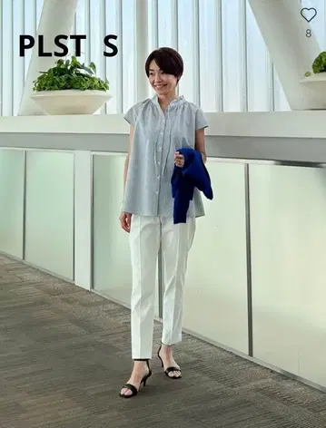 PLST 린넨 블렌드 스틱 팬츠 S 화이트 2023년 모델