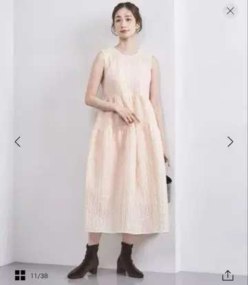 유나이티드 애로우즈 에어리 도트 자카드 원피스 핑크