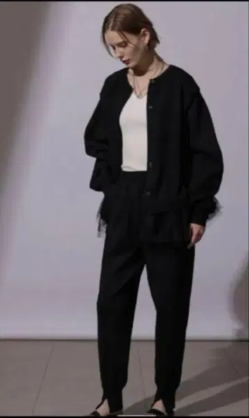 카듀네 카와카미 모모코 라메 니트 팬츠 블랙 38