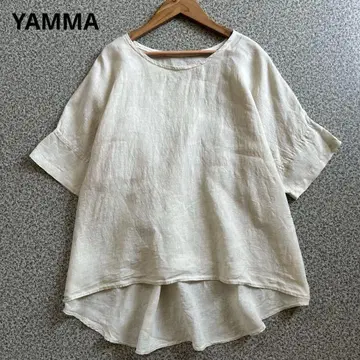 얀마 산업 린넨 반팔 풀오버 블라우스 백 개더