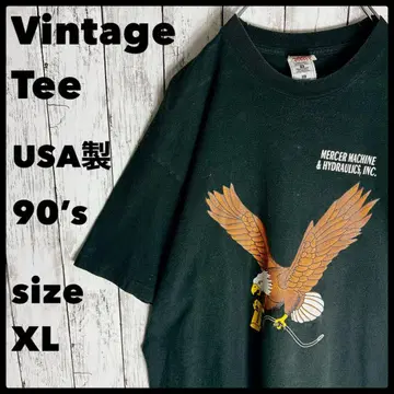 90s USA제 빈티지 티셔츠 XL 타카 매 양면 프린트 싱글