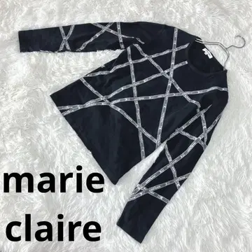 marie claire 마리 클레어(L) 긴팔 티셔츠 프린트 로고 블랙