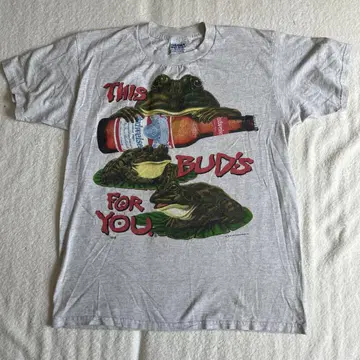 90s 빈티지 버드와이저 반팔 티셔츠 맥주 기업 개구리 L
