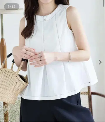 고베 레터스 턱 플리츠 스티치 탑 [C7526]