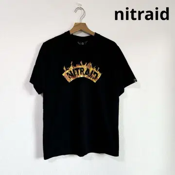 nitraid 나이트 레이드 티셔츠 고로 T M 블랙 블랙 불꽃 반팔