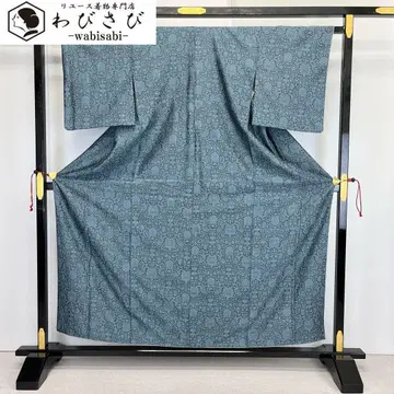 오모치 고급스러운 꽃+덩굴 패턴 파랑 먹색 가드 가공 K-3710
