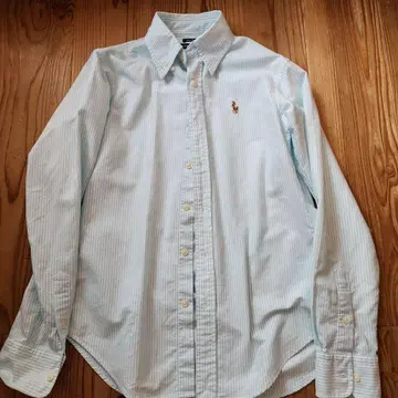 Ralph Lauren 스카이블루 스트라이프 긴팔 피케 셔츠 S