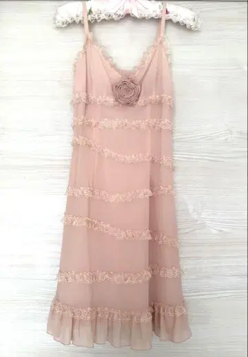 레어 Jesus 디아망테 핑크 레이스 프릴 꽃 슬리브리스 원피스 36