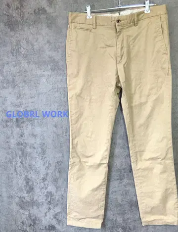글로벌 웍스 베이지 슬림 핏 치노 팬츠 빈티지