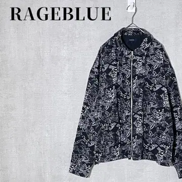 RAGEBLUE 올 패턴 도리자 자켓 블루종 얇은 소재 오버 사이즈 블랙