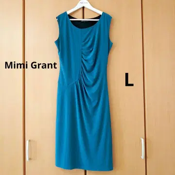 Mimi Grant 후지코 원피스 드레이프 터콰이즈 블루 L 미 실루엣