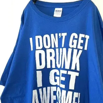 길단 DRUNK AWESOWE 티셔츠 XL 블루 파랑 구제 의류